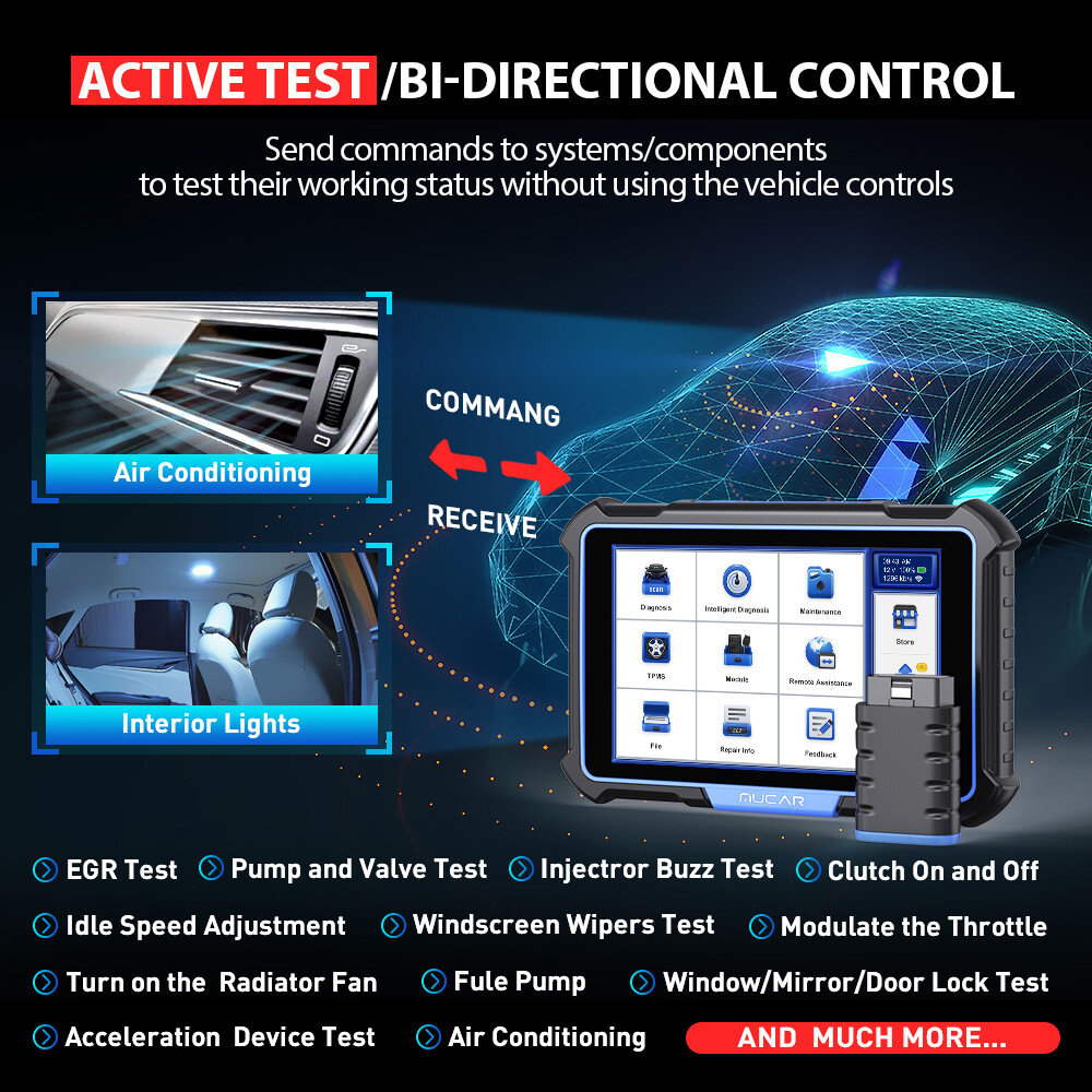 MUCAR VO8 Car ALL System Diagnostic Tool OBD2 Bidirectional Scanner E-CU Coding