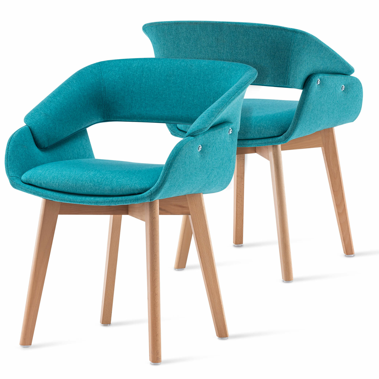 Ivinta Modern Dining Chair Set of 2 Living Room Accent Arm Chairs Linen Fabric