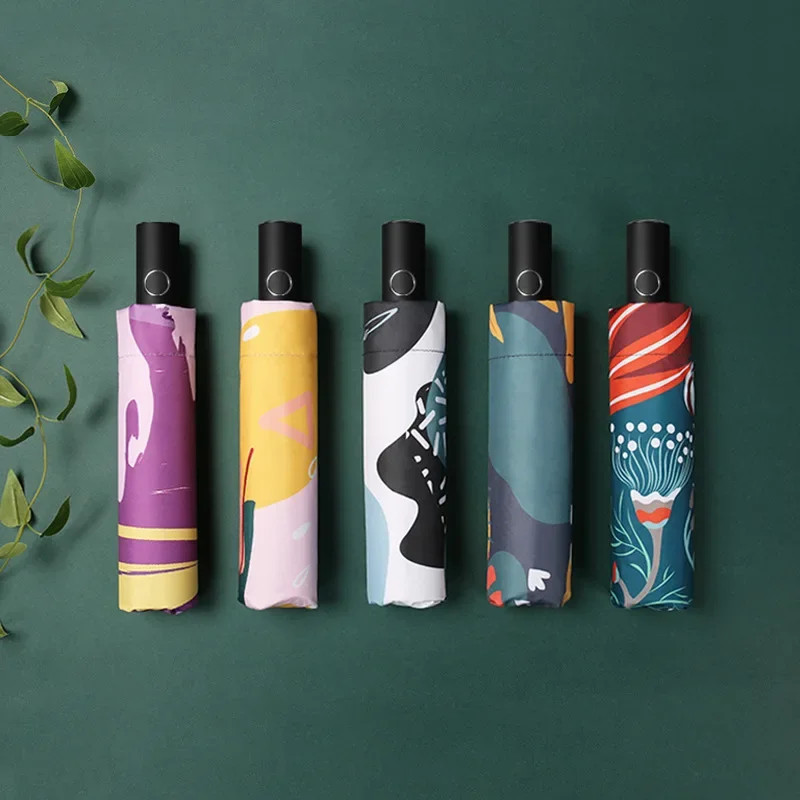 Creative Printing Automatic Opening and Closing UV Resistant Sun Umbrella for Wo