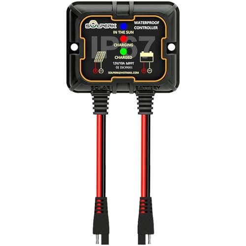 MPPT Solar Charge Controller 10A 12V, Waterproof Intelligent Portable