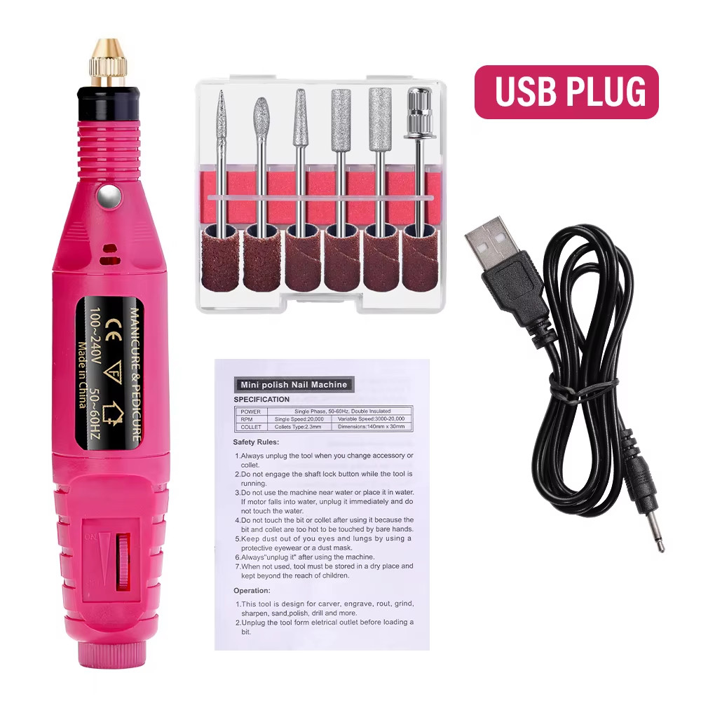 Electric Nail Drill Machine Sander Set Manicure Pedicure Polishing Tool
