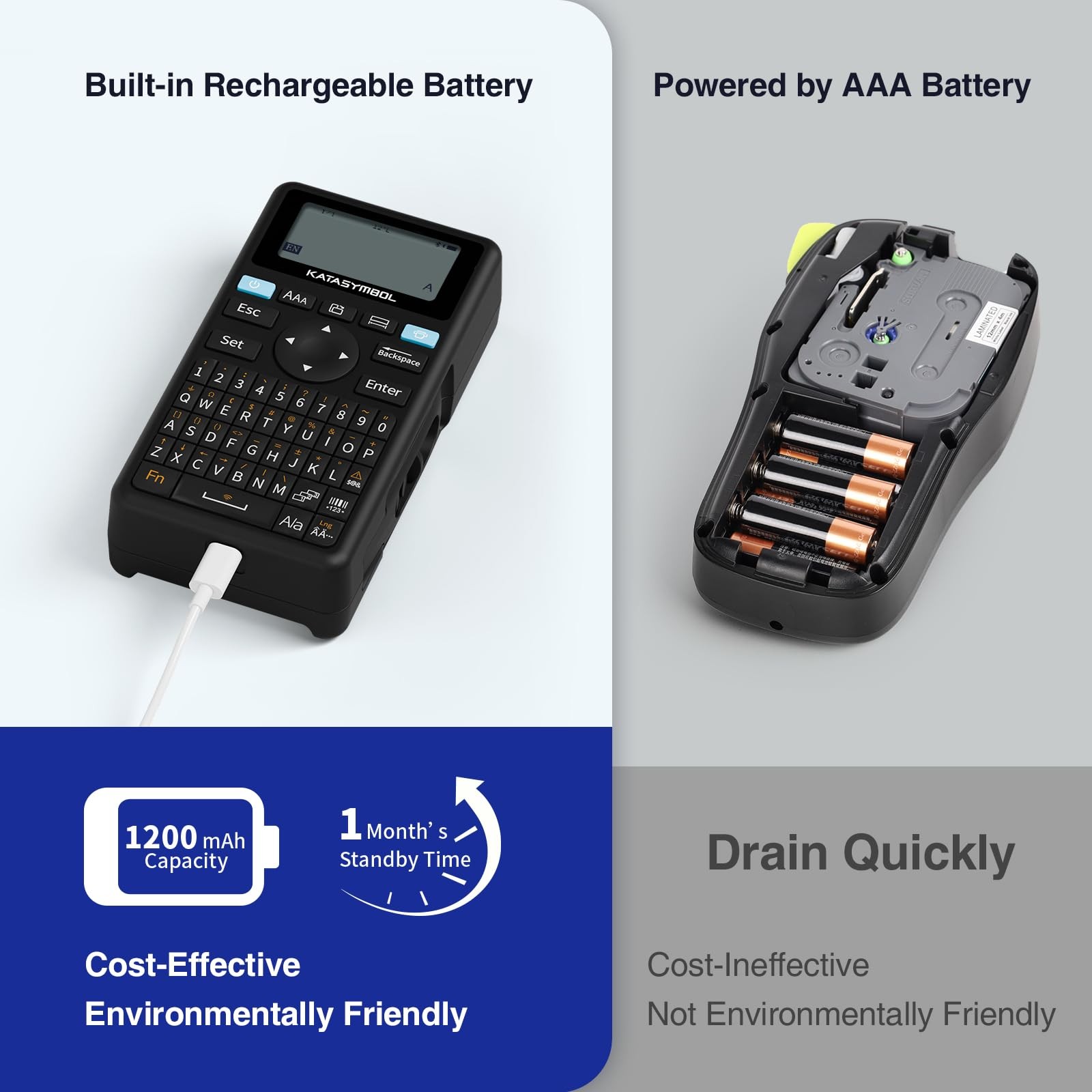 E11 Bluetooth Label Maker Machine 4 Tapes Rechargeable Inkless Printer Black