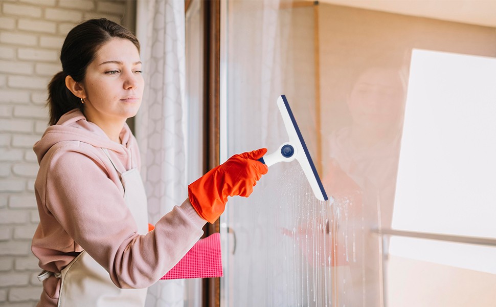 Window Squeegee for Glass Doors，All-Purpose 9.7” Window Cleaning Squeegee,