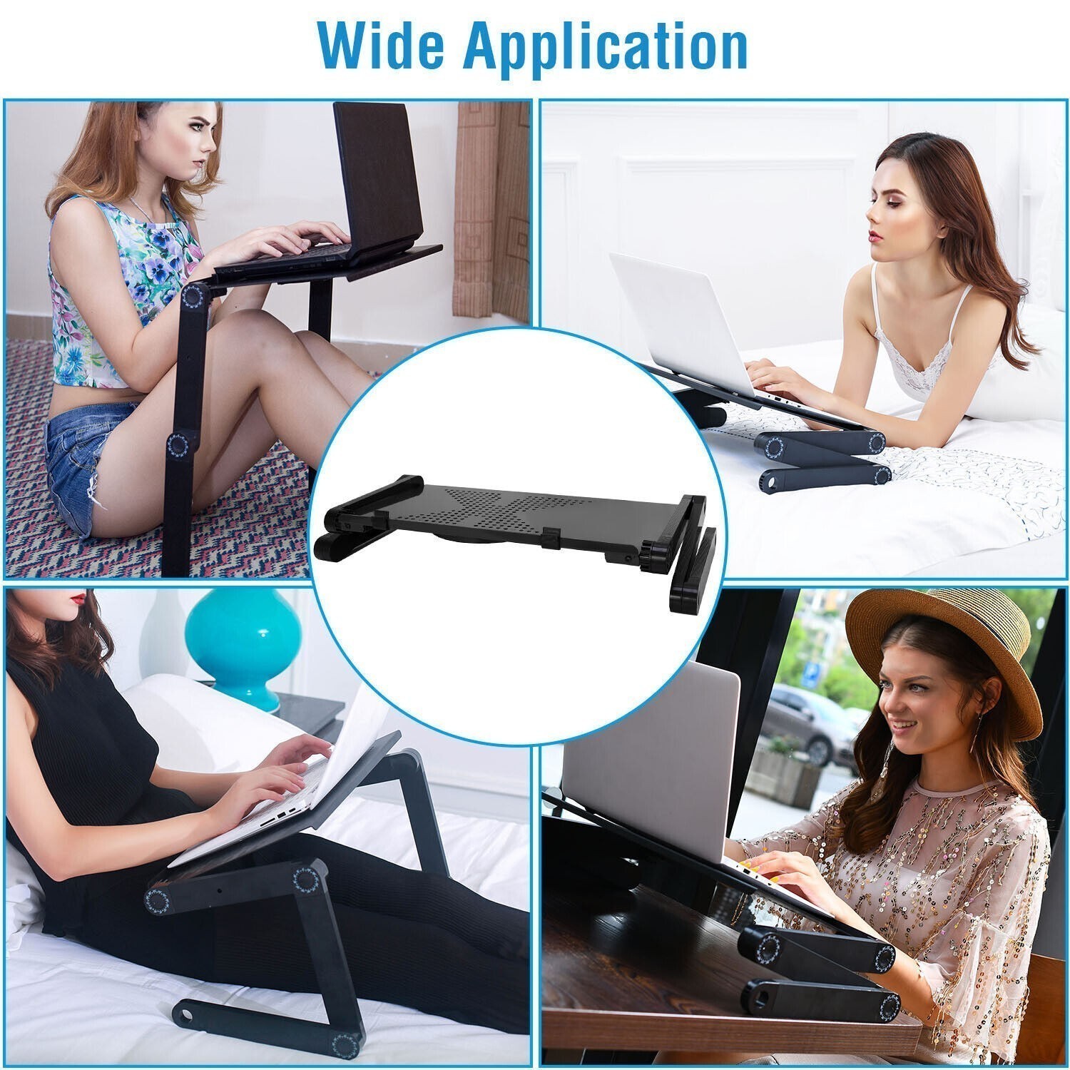 Foldable Laptop Table Stand Lap Sofa Bed Tray Computer Notebook Desk Adjustable