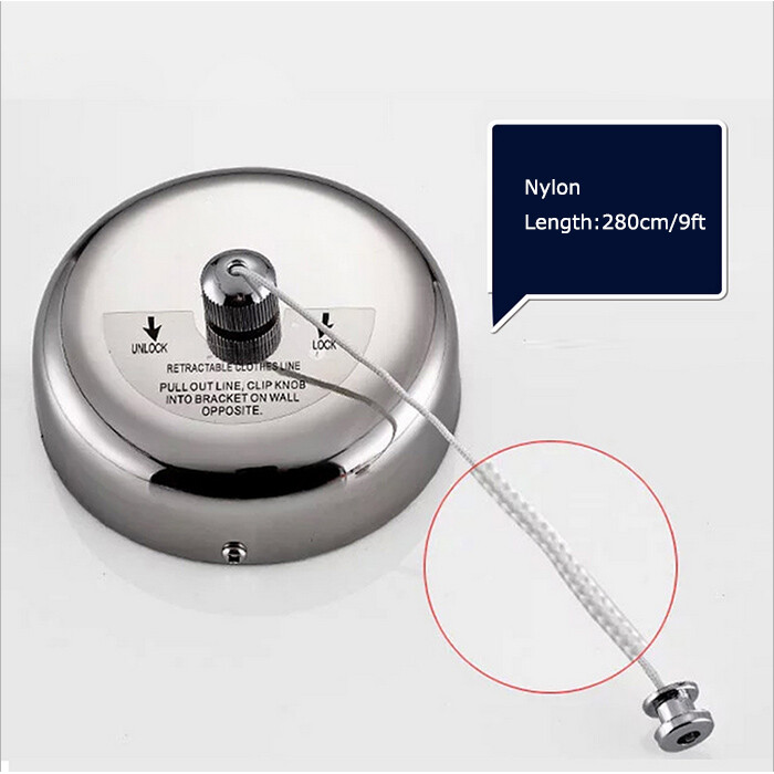 TECHTONGDA Stainless Steel Retractable Indoor Single Clothes Line 9feet /2.8m