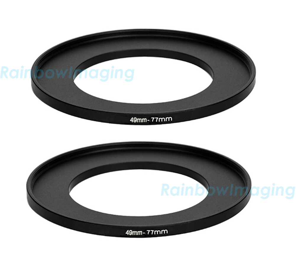 (2 Pcs) 49mm-77mm 49 mm to 77 mm Metal Step Up Lens Filter Ring Adapter