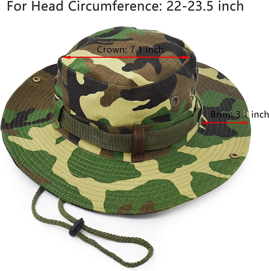 Tactical Boonie Hat Military Camo Bucket Wide Brim Sun Fishing Bush Booney Cap