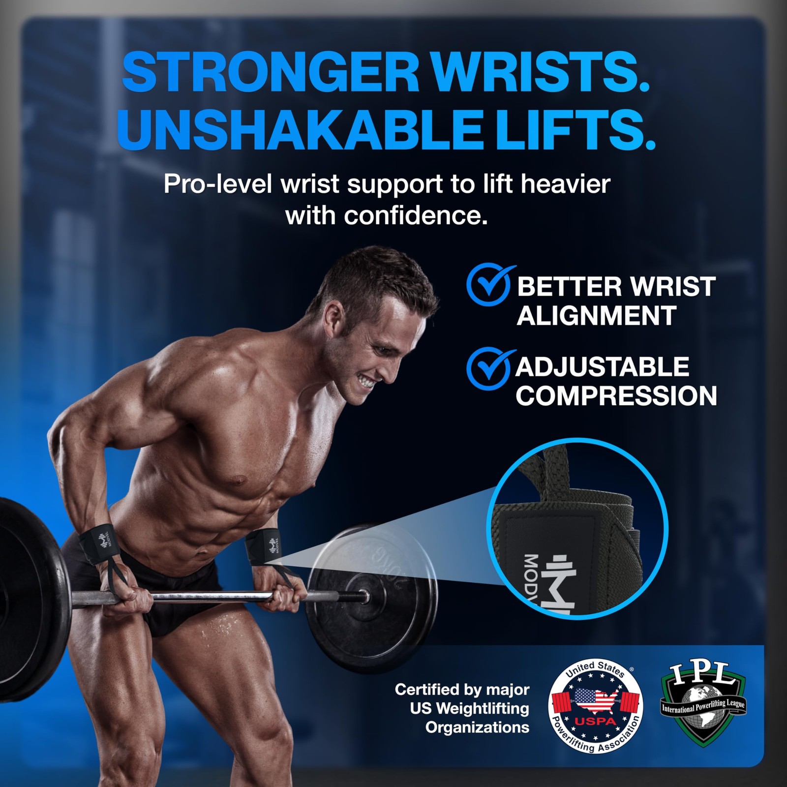 Adjustable Wrist Wraps for Gym & Lifting – Thick, Breathable Support Straps f...