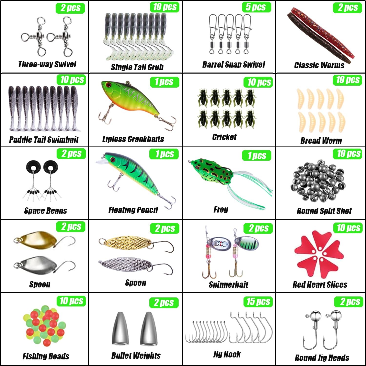 Fishing Lures, 110Pcs Tackle Box with Included, Crankbaits, 10, mixed