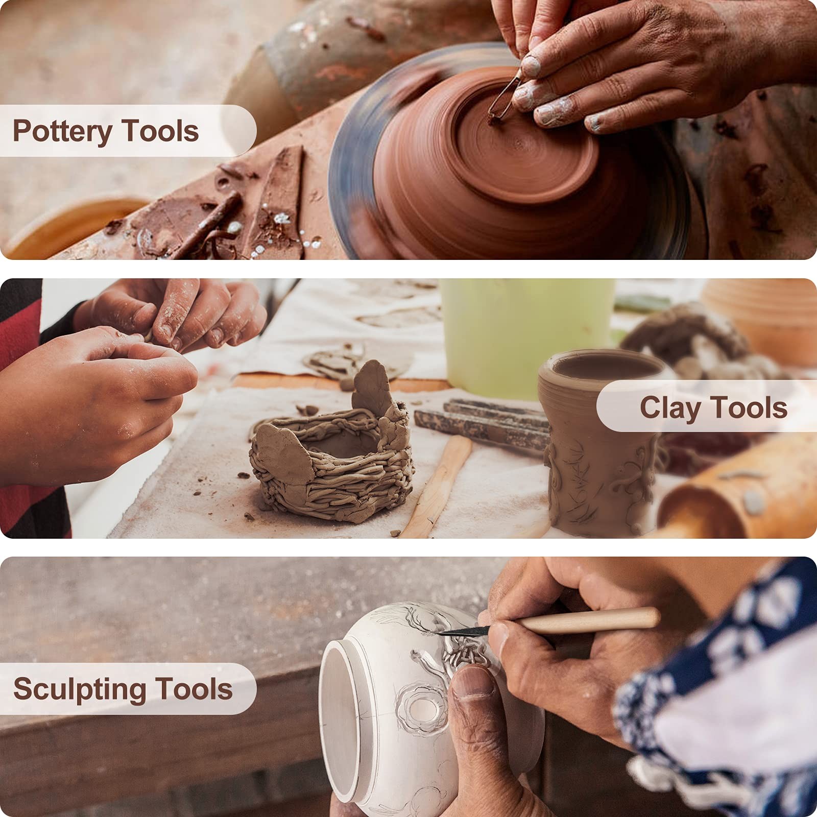 Nozomy Clay Tools,12PCS Pottery Sculpting Tool Set
