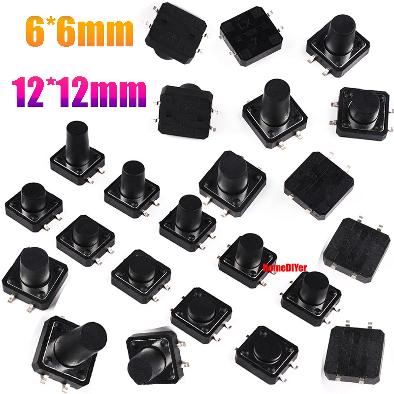 Micro Push Button Switch 6*6/12*12mm Small Mini Tactile Switches SMD 4.3mm~15mm