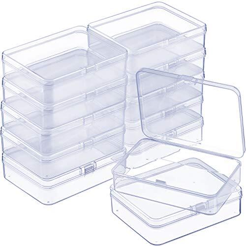 12 Pack Clear Plastic Beads Storage Containers Box with 4.45 x 3.3 x 1.18 Inch