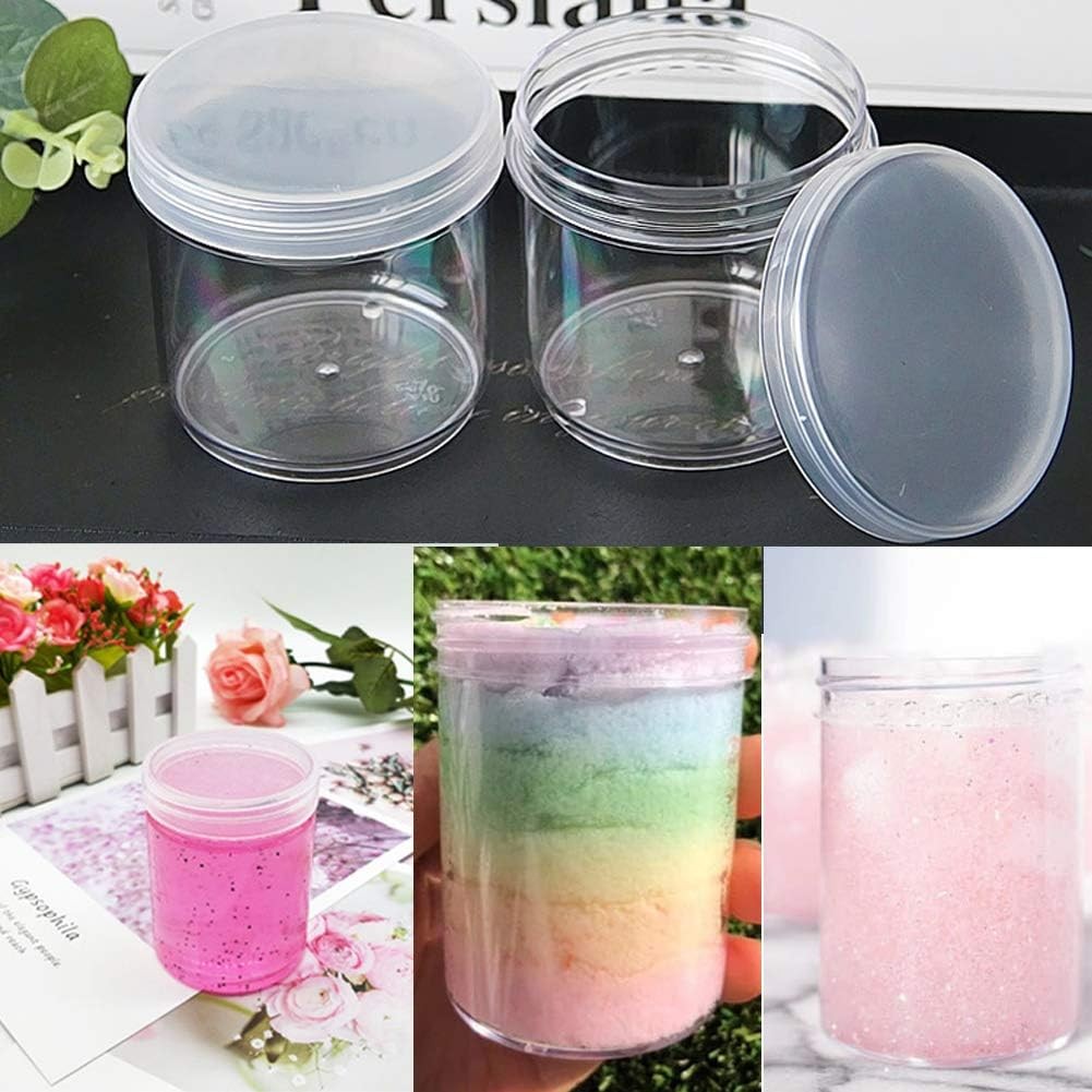20 Pack 4oz Empty Clear Slime Containers,Round Plastic 4.1 Ounces,