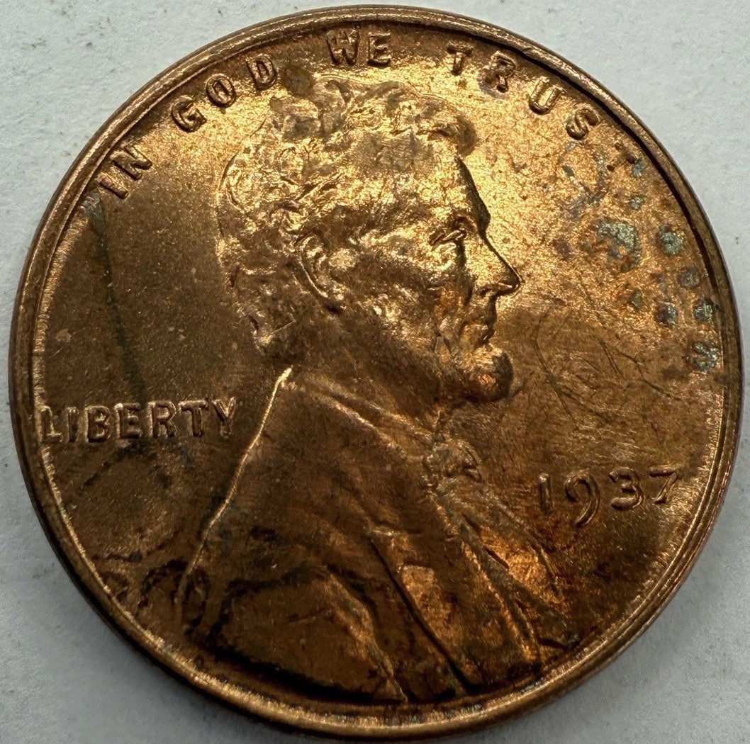 1937 Uncirculated Lincoln Wheat Cent Exact Coin Imaged #LWC2433