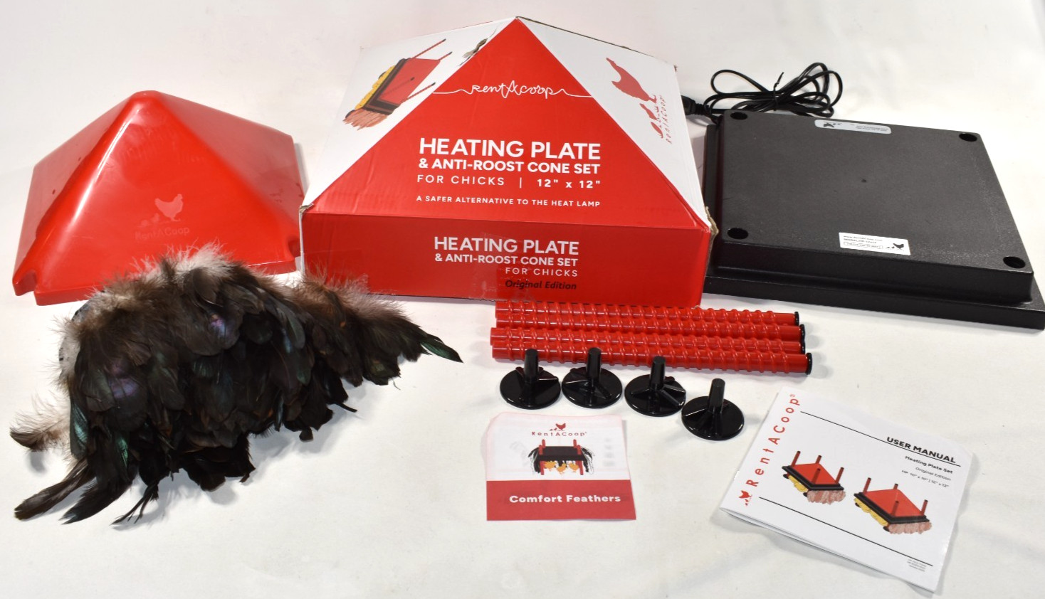 RentACoop Brooder Heating Plate HP-12x12 & Anti-Roost Cone 25 Chicks 12"x12"