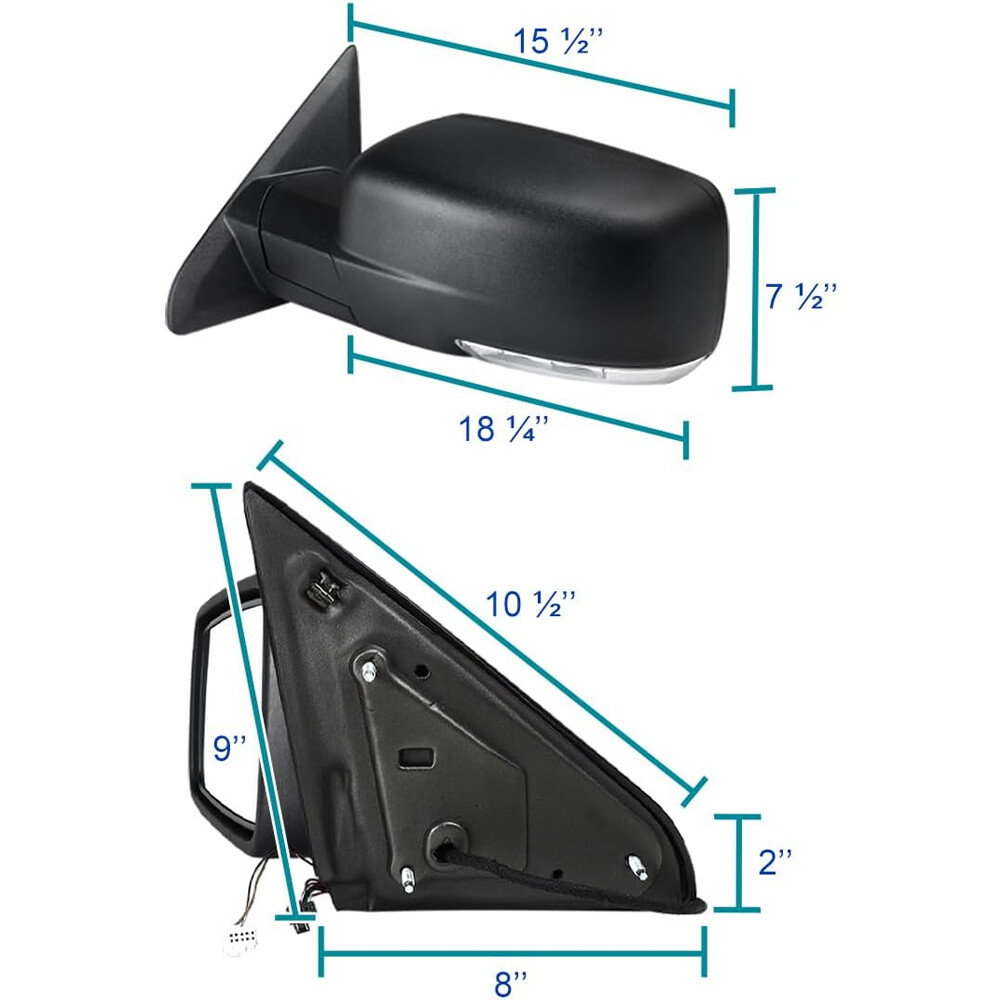 Left/Driver For 2013-2019 Dodge Ram 1500 Power Fold +Heated+ Temp Sensor Mirror