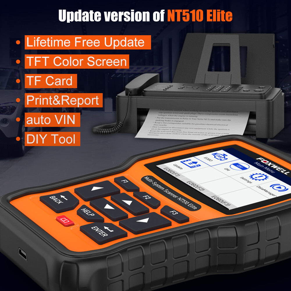 Foxwell NT510 Elite OBD2 Scanner Diagnostic For GM Full System ABS SRS DPF TPMS