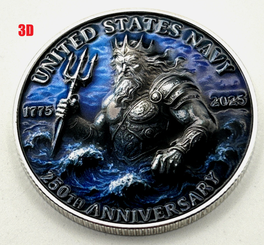 Poseidon Collectible Medal US NAVY 250th ANNIVERSARY, Commemorative Coin