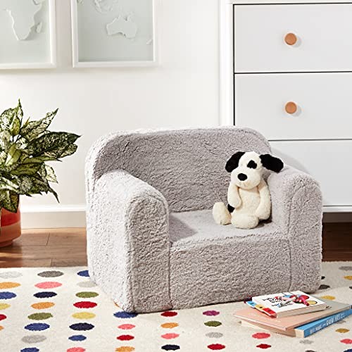 Delta Children Cozee Sherpa Chair, Reading, Arm Rest|Cushion Availability, Grey