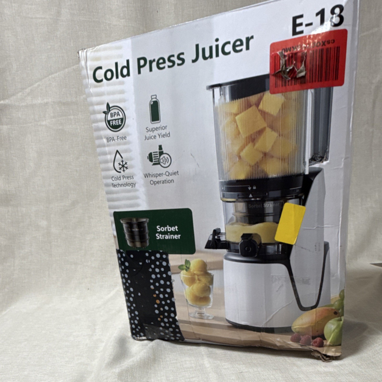 E-18 E2208 Cold Press Juicer BPA-Free Whisper-Quiet Sorbet & Nut Milk Strainer