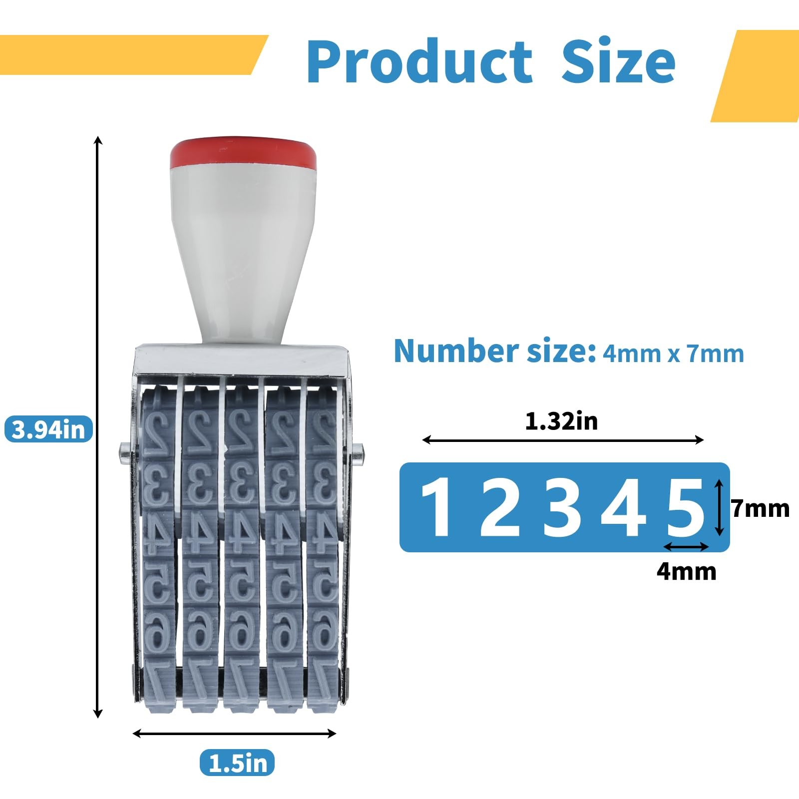 5 Digit Number Stamp by ,Rubber Changeable Office Date Stamp Rotating Adjusta