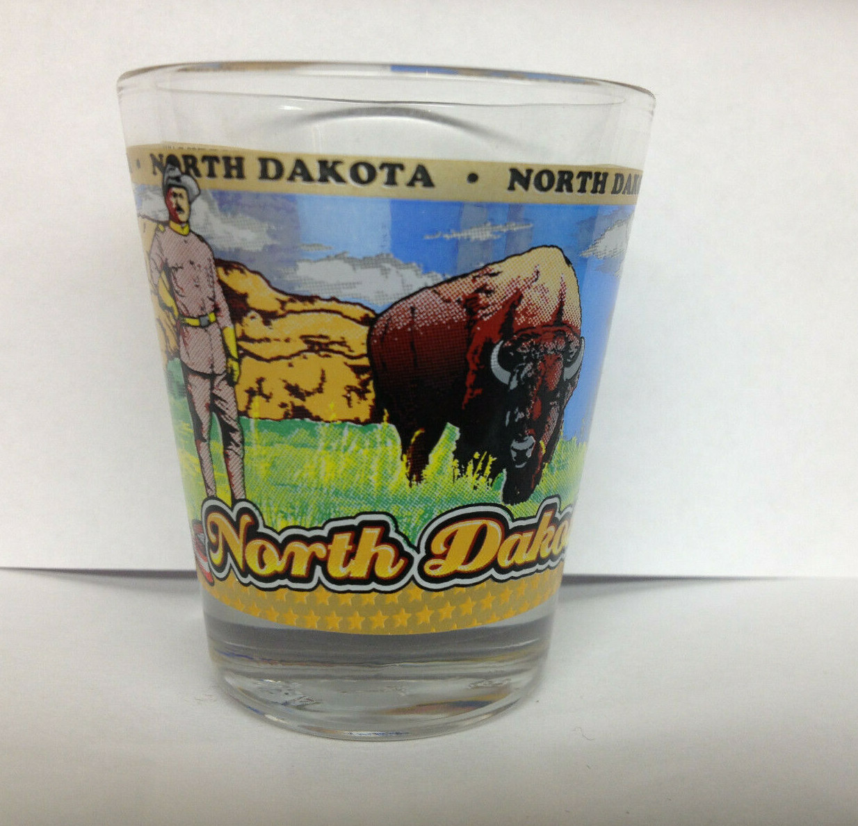 NORTH DAKOTA STATE WRAPAROUND SHOT GLASS SHOTGLASS NEW