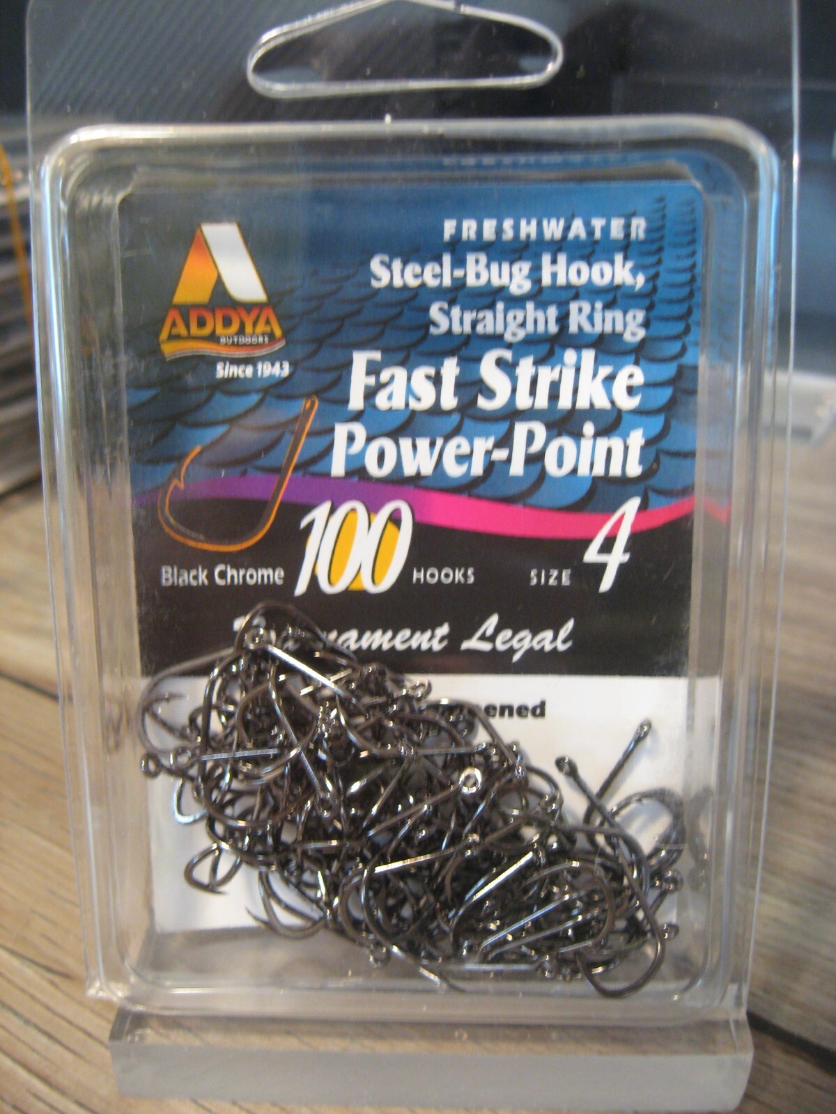 100 Addya Steel-Bug Fish Hooks / Straight Ring Power Point A203-BN Black Size 4