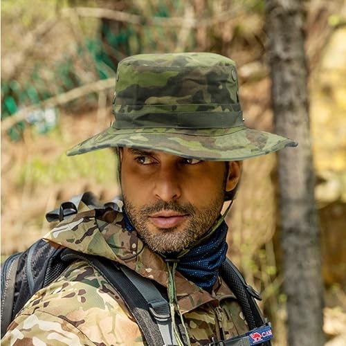 Camo Boonie Hat for Men Women, Military Tactical Wide Brim One Size C-jungle