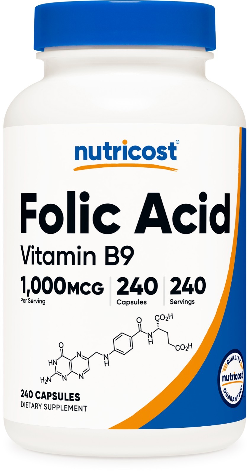 Nutricost Folic Acid (Vitamin B9) 1000 mcg, 240 Capsules - Gluten Free & Non-GMO