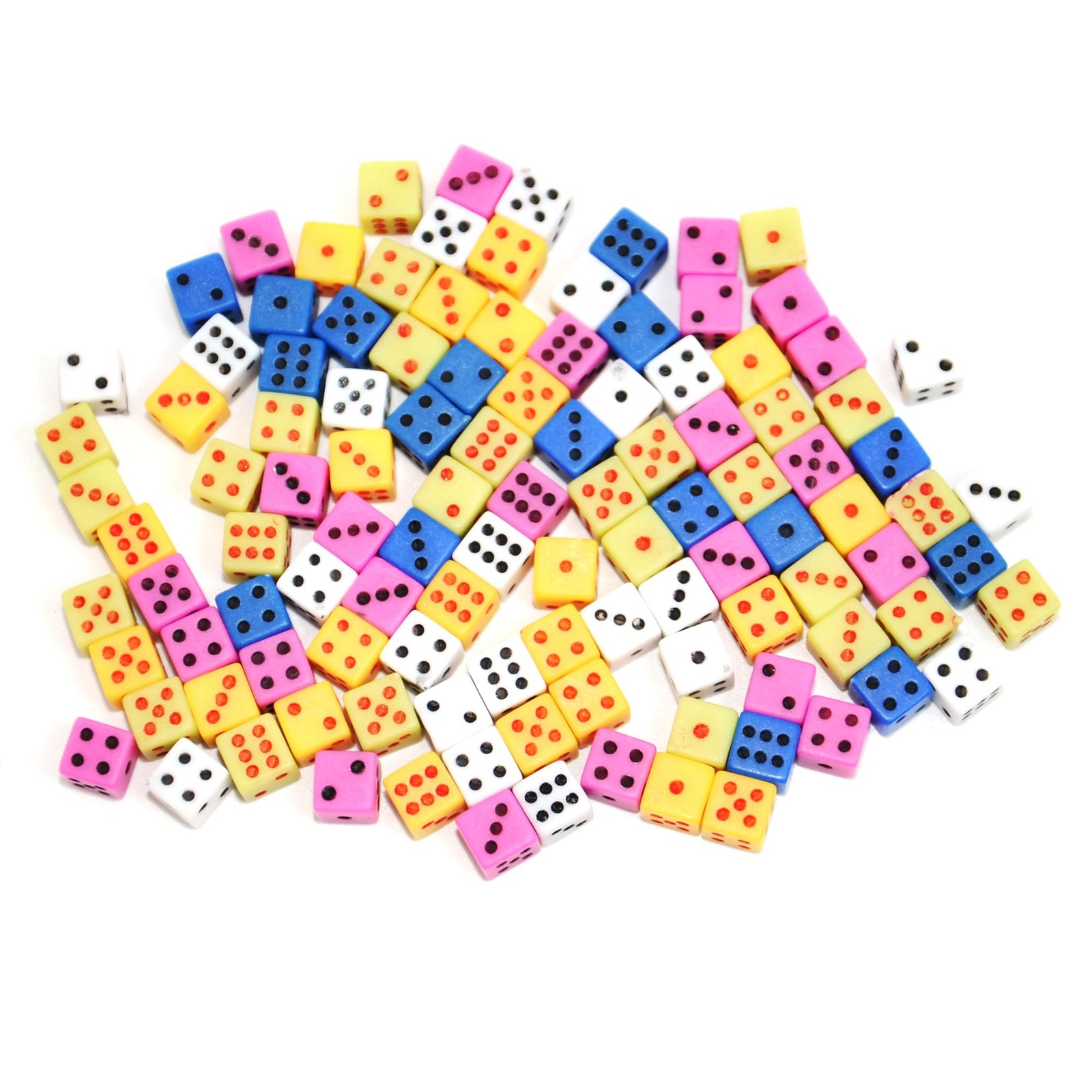 100 Assorted 1/5" 5mm D6 Mini Dice Game Dot Square Dice Set