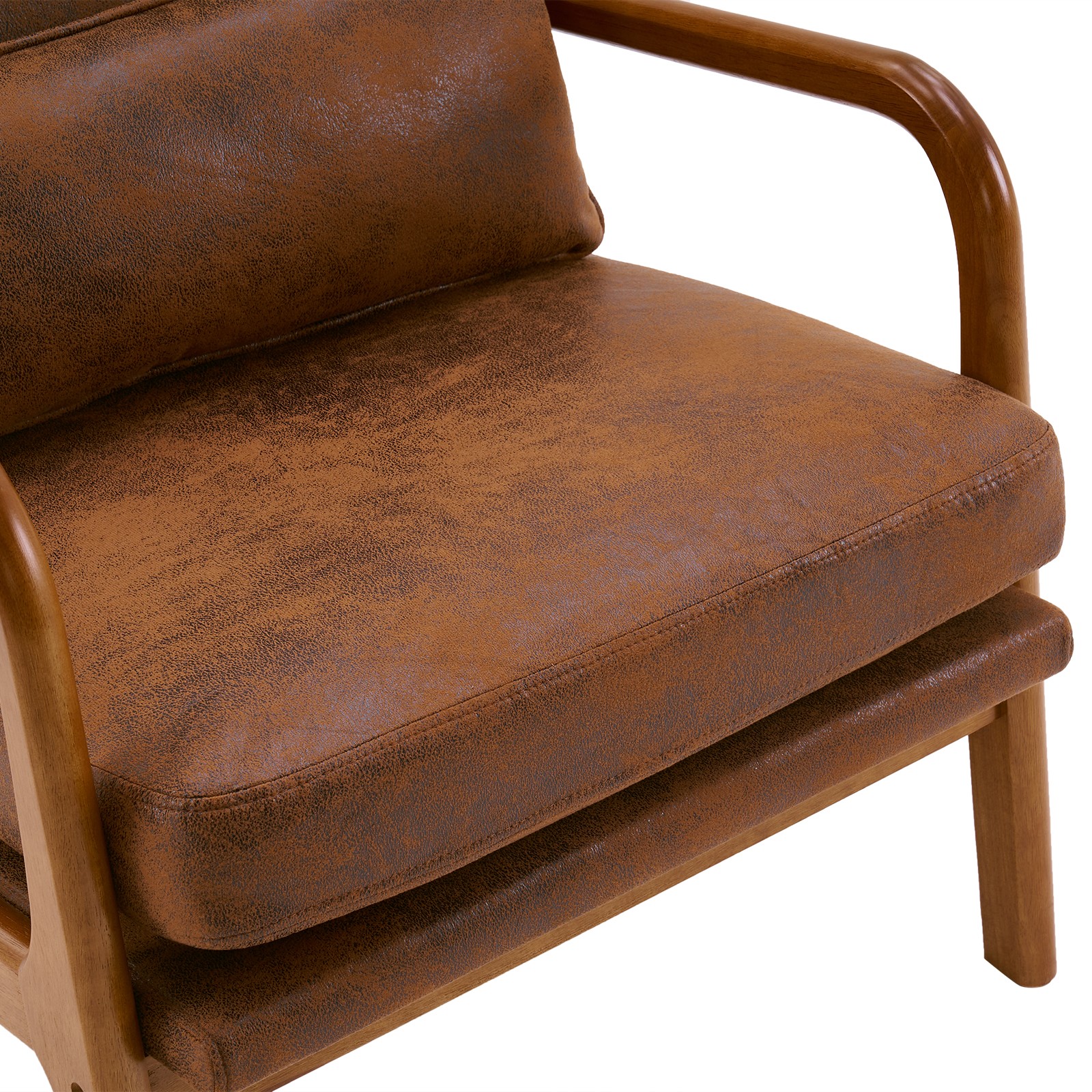 High Back Solid Wood Armrest Backrest Iron Frame Bronzing Cloth Leisure Chair