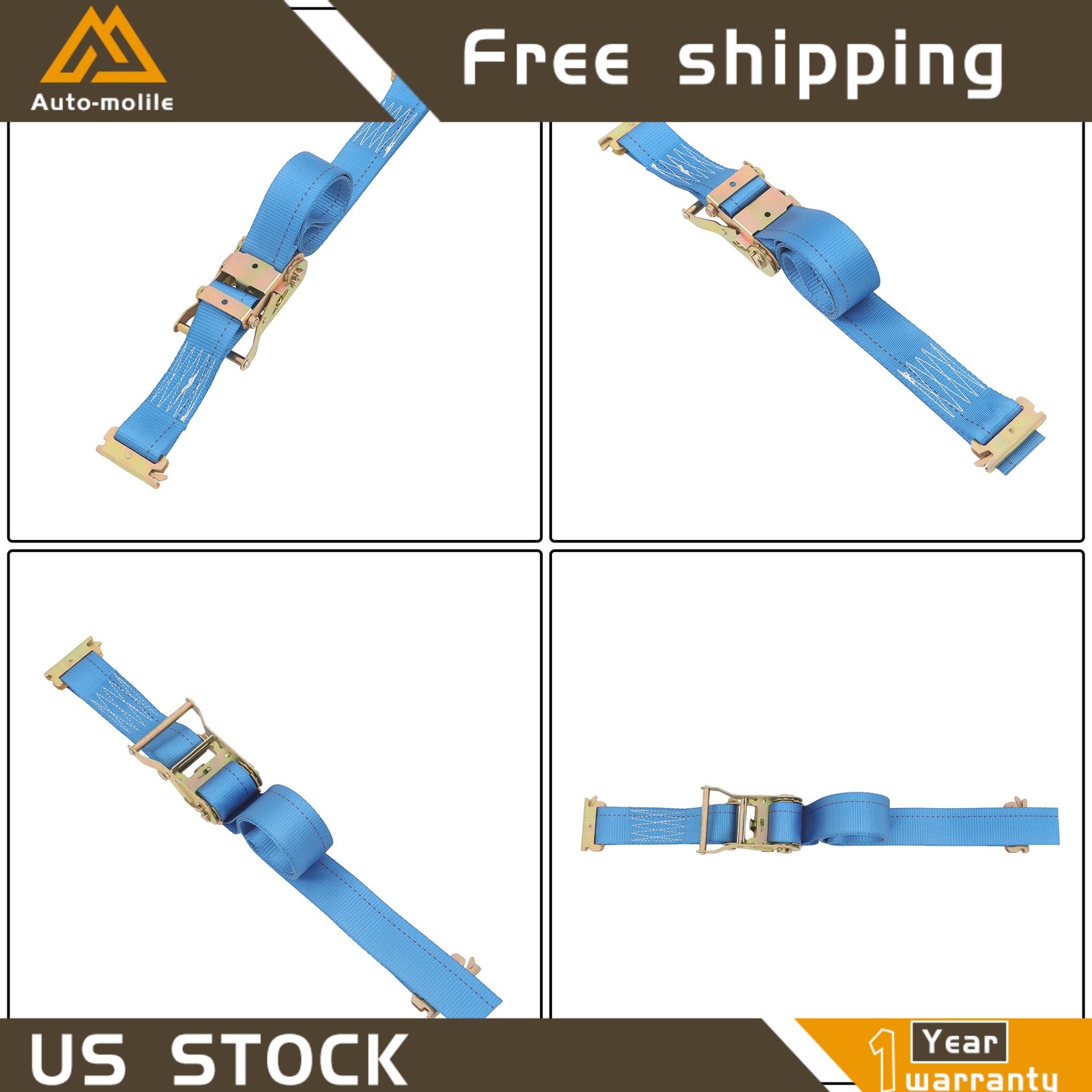 Heavy Loads E Track System With Wheel Chock 7.5' Blue Ratchet Tie Down Straps
