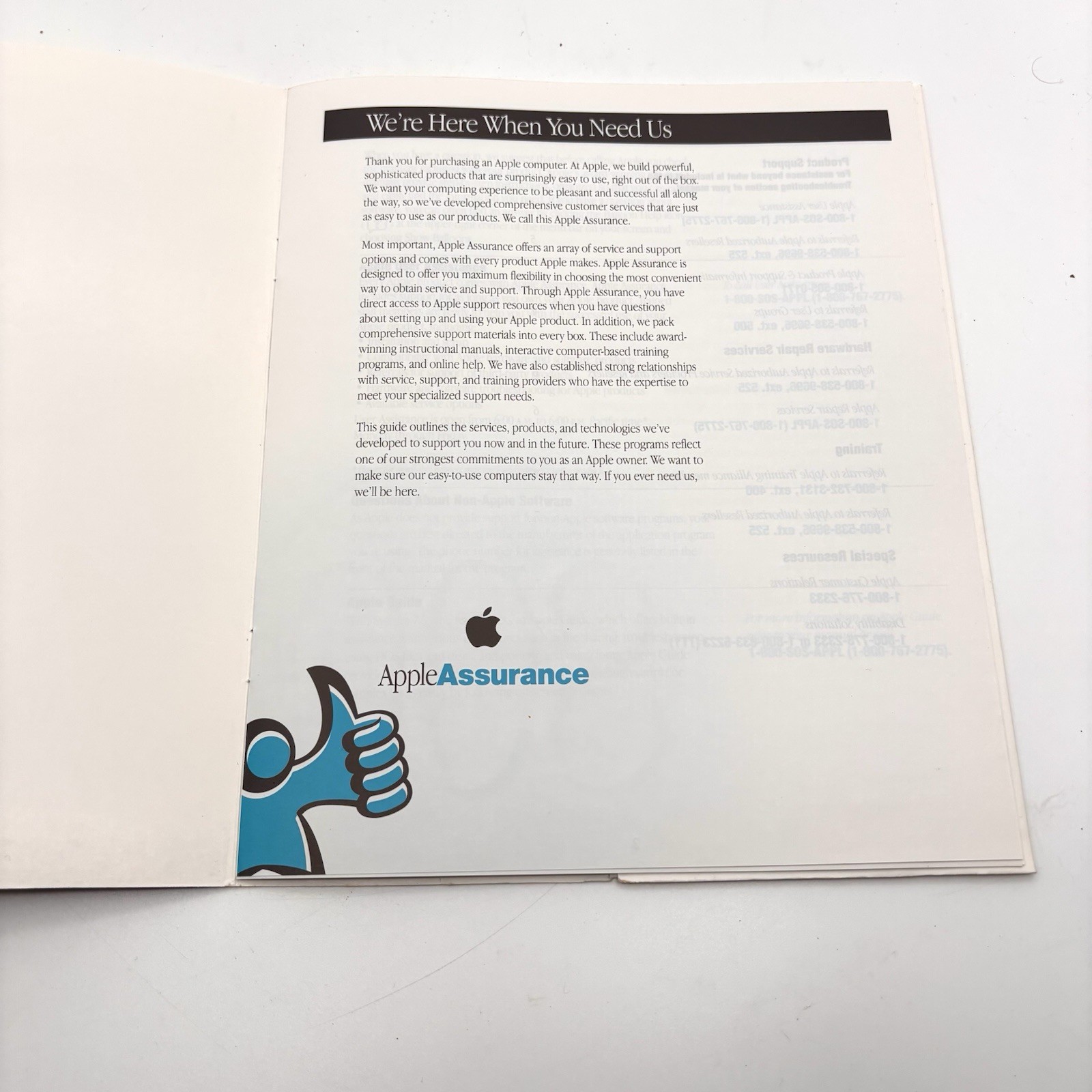 Apple Computer Customer Services Guide Registration Card 1994