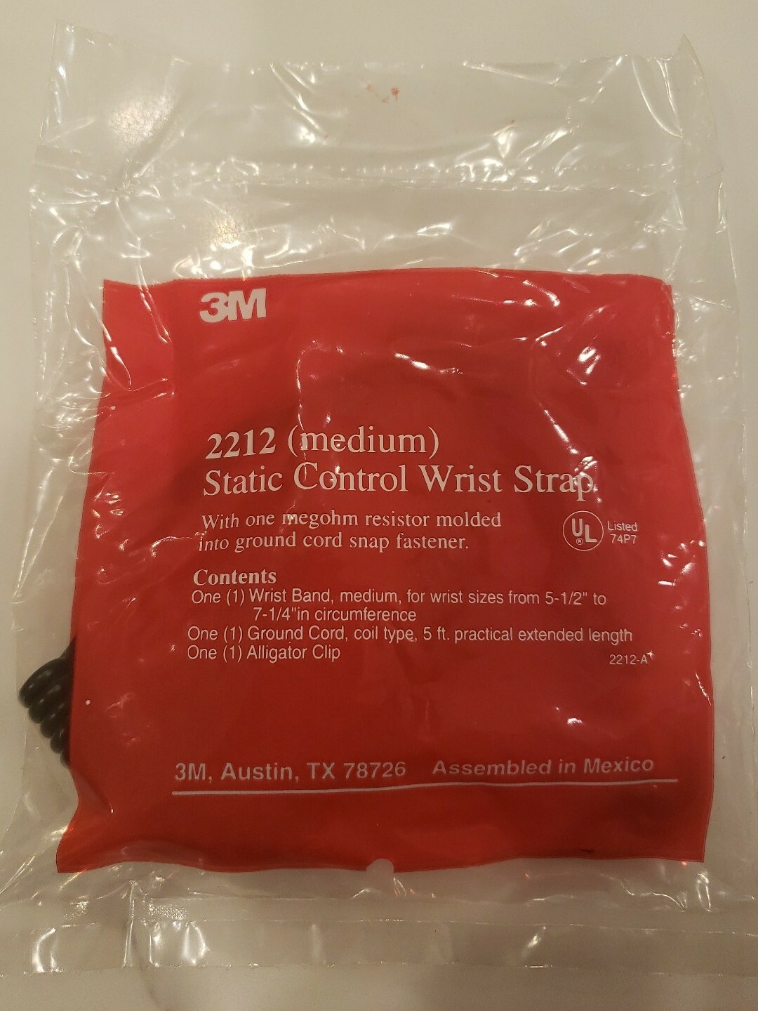 3M 4653 Wrist Strap Grounding Cord Static Control with 5' Coiled Cord NEW Medium