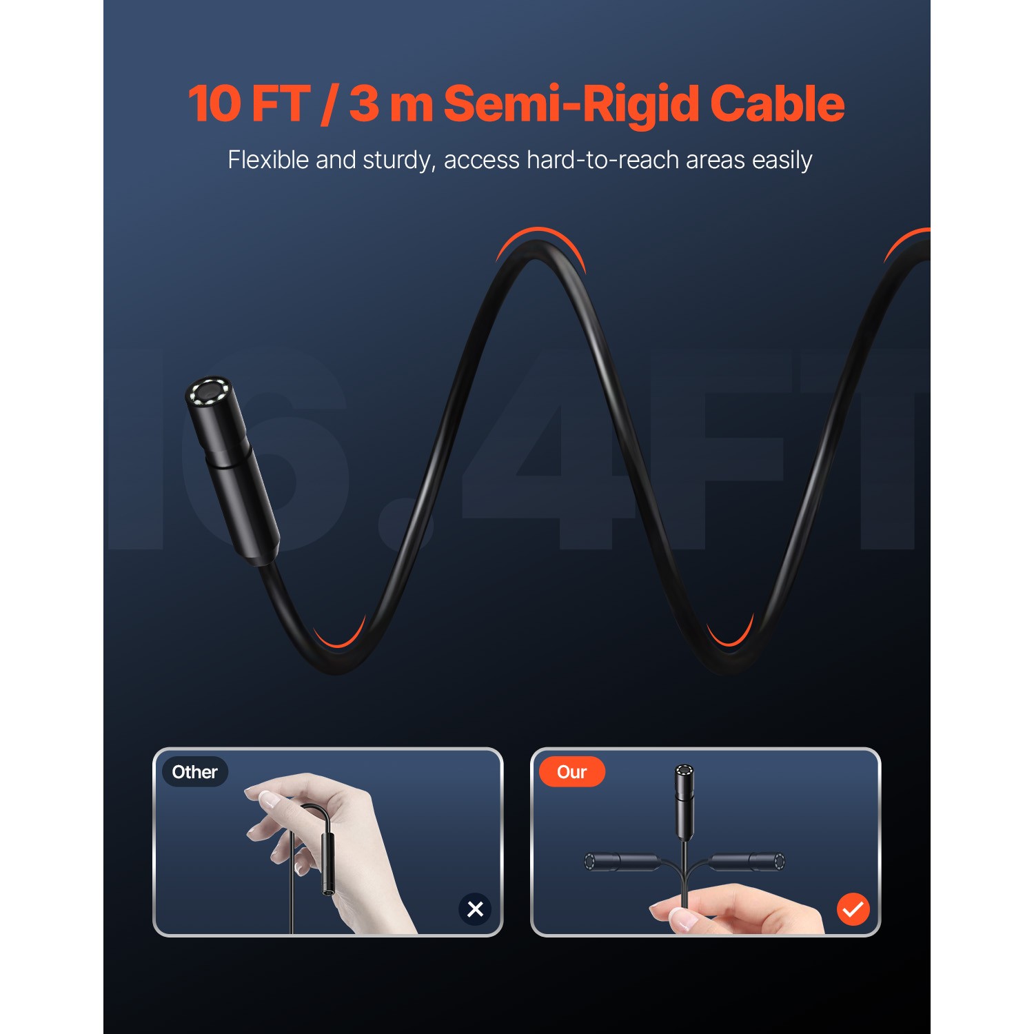 Endoscope Camera 1920P HD Borescope for Android & IOS with 10FT Cable