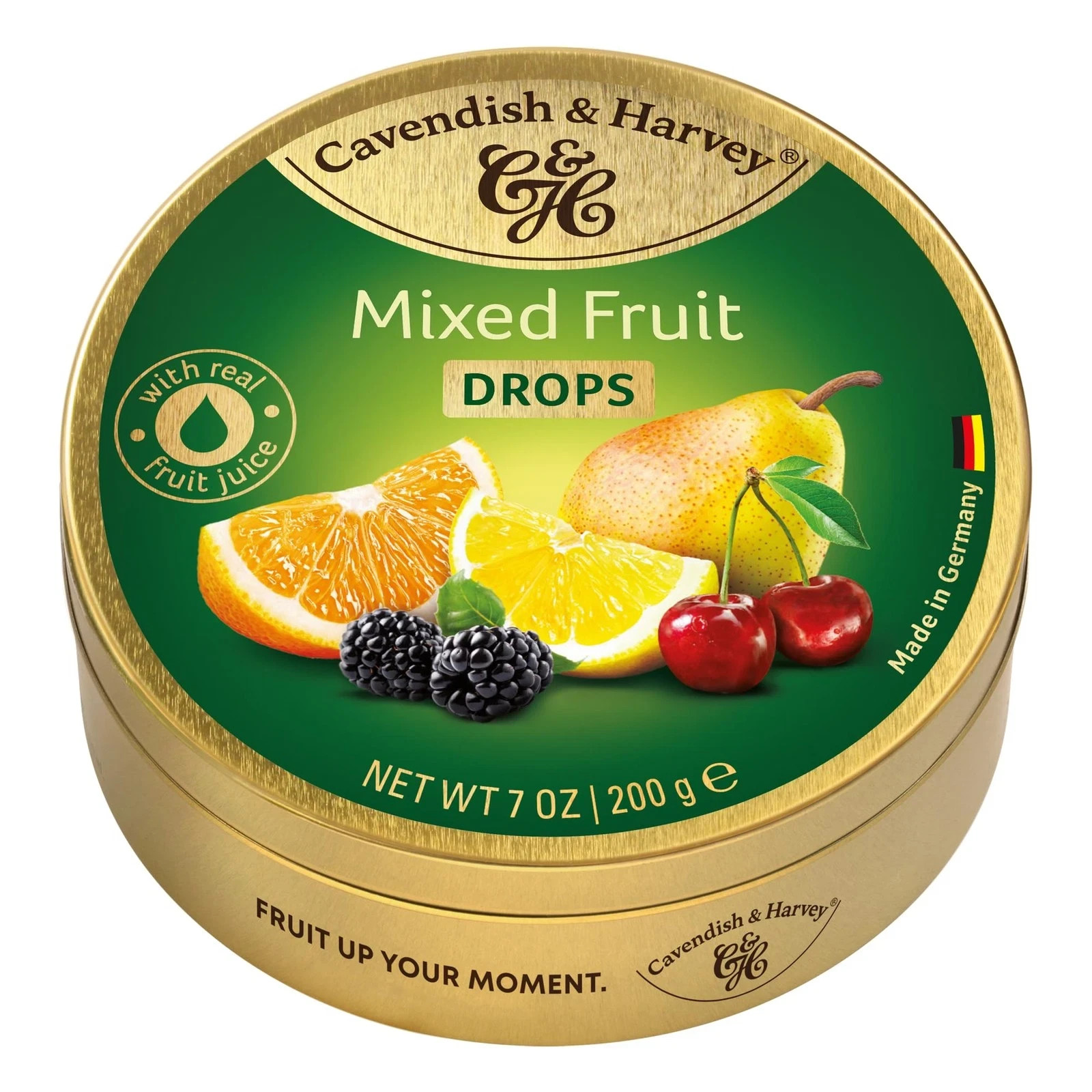 Cavendish & Harvey 7 oz. MIXED FRUIT Drops Hard Candy in Metal Tin * BB 8/2028 *