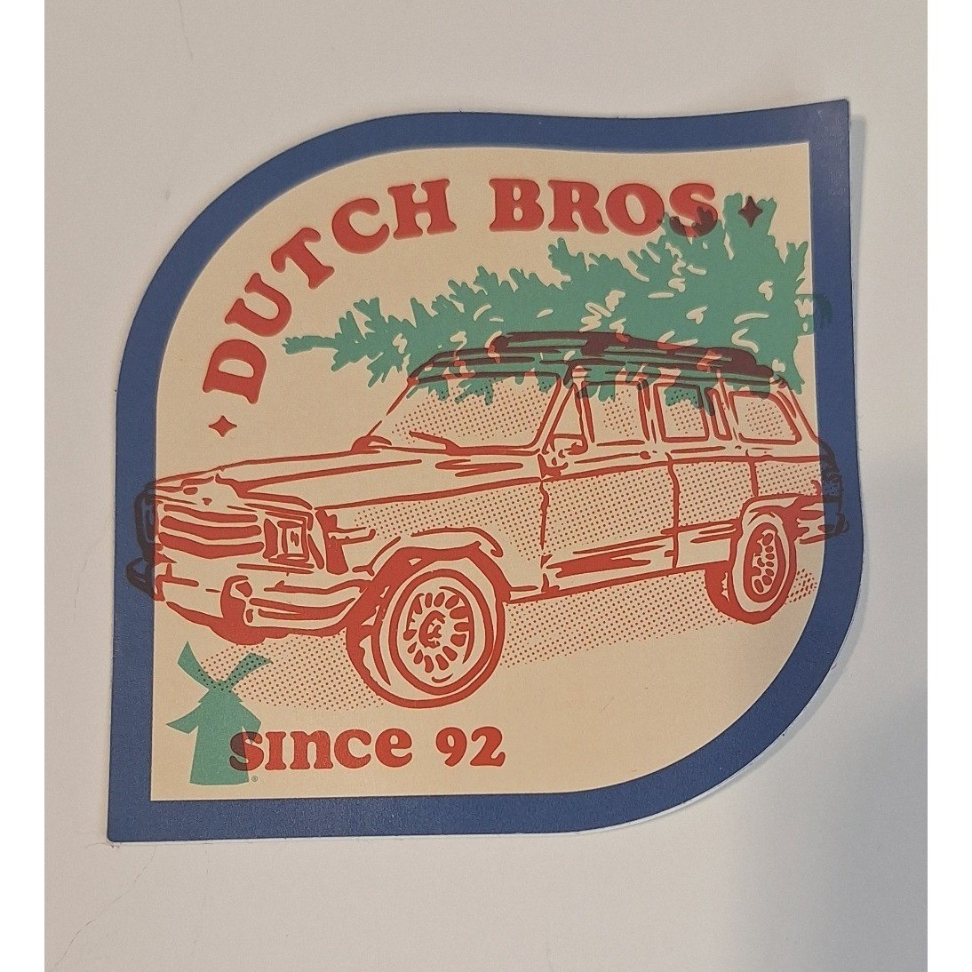 Dutch Bros Coffee Winter Christmas Sticker Vintage Station Wagon Decal Since 92