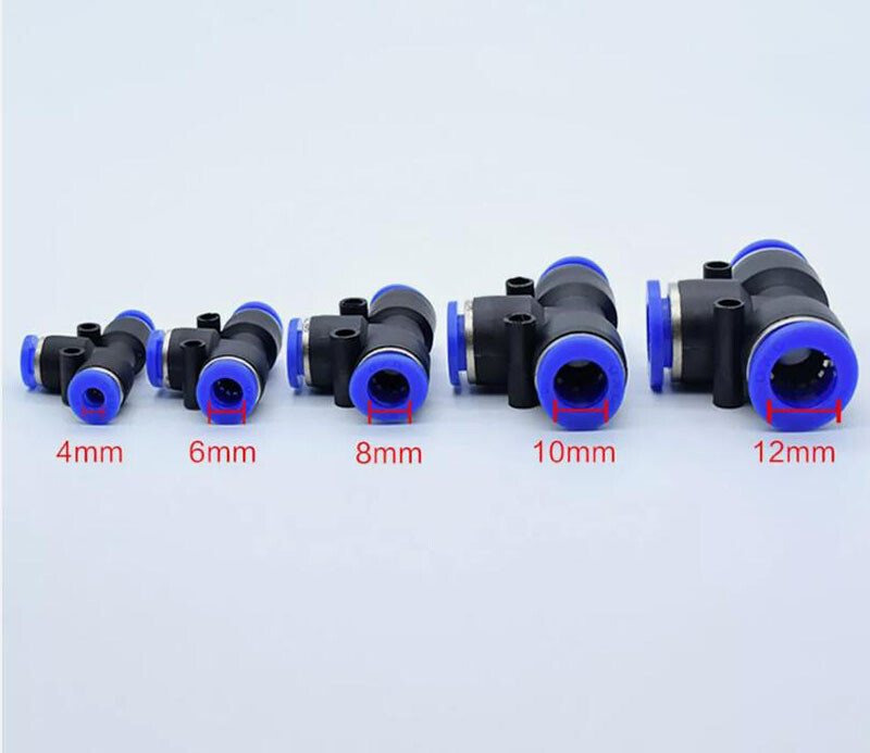 PE Tee T Piece Pneumatic Push Fit Connector  Air Tube Quick Connector 4mm-16mm