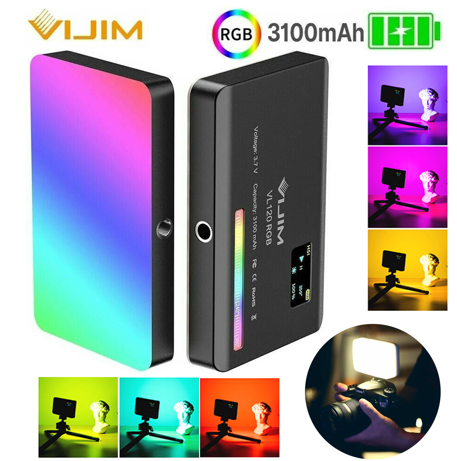 VIJIM VL120 RGB LED Portable Mini Video Light Camera Vlog Photography Fill Lamp