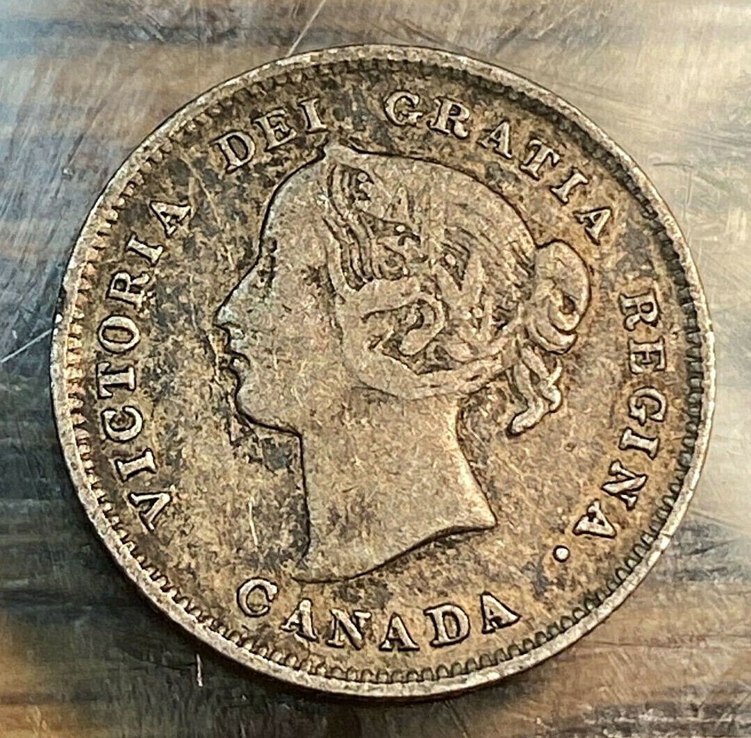 1897 Canada Silver Five Cents Nice Original F+ KM-2 CHN