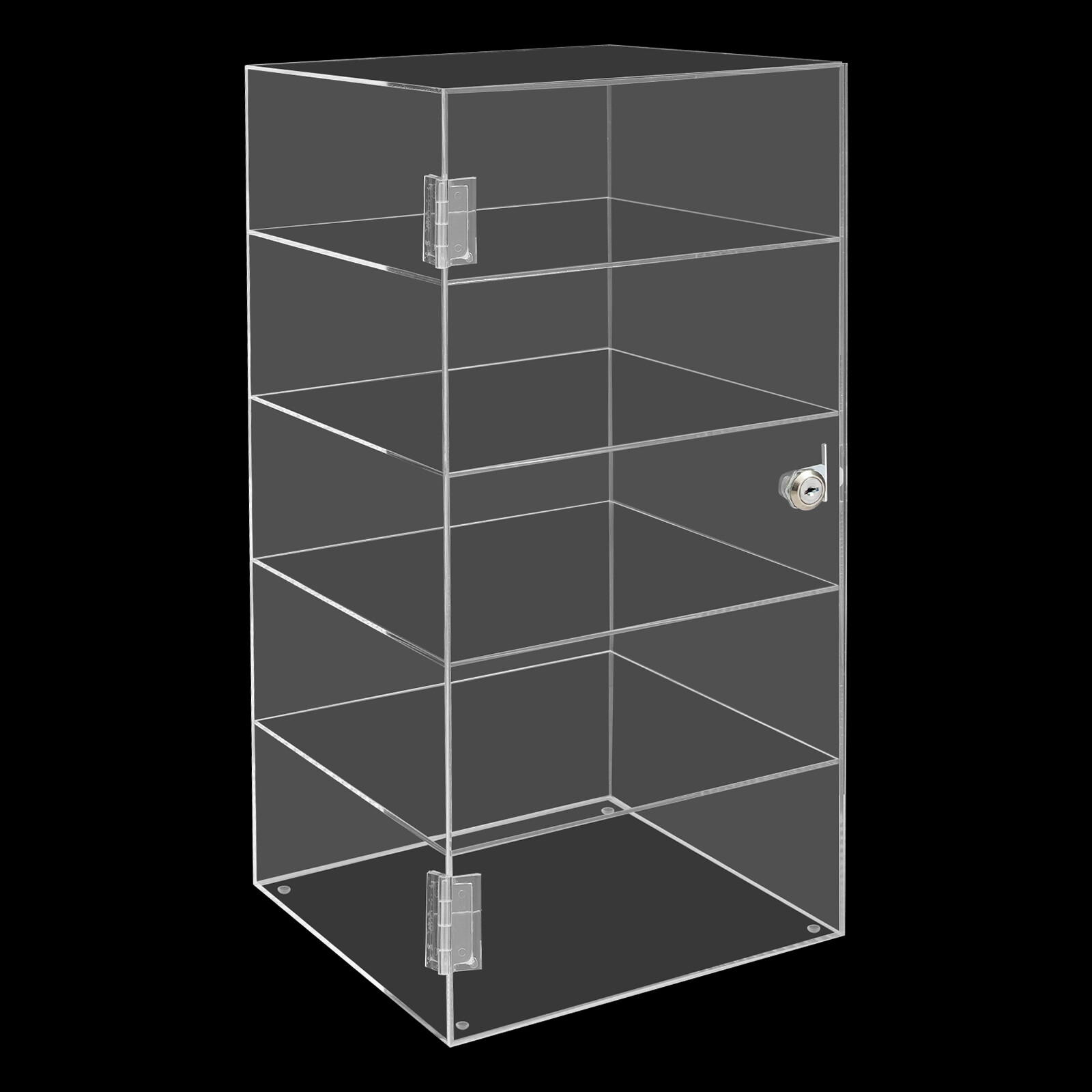 5-Tier Acrylic Display Case Large Capacity Clear Countertop Showcase with Lock