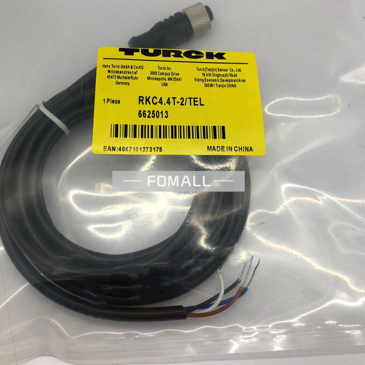 Replace for TURCK Sensor connection wire RKC4.4T-2/TXL 6625013 Sensor Cable