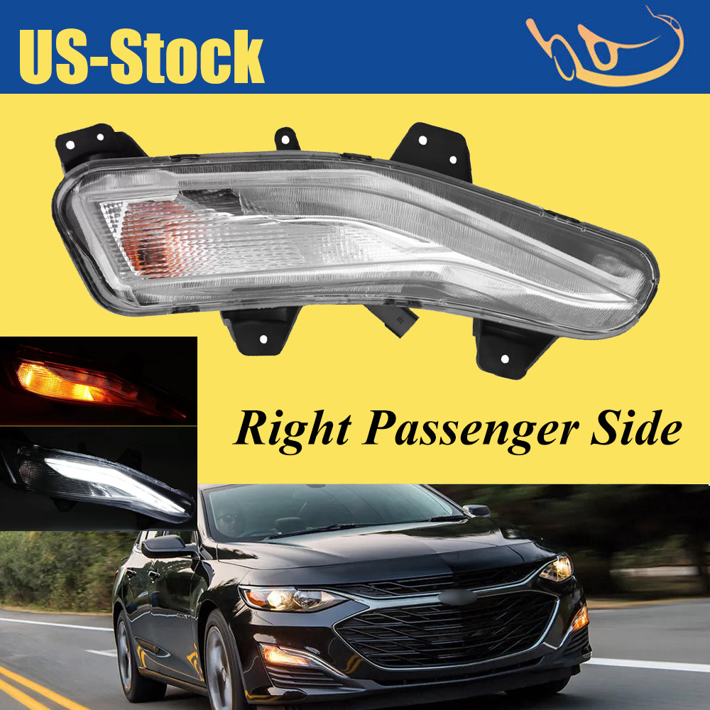 Fog Light Turn Signal Lamp w/LED DRL Passenger Side For 2019-2023 Chevy Malibu