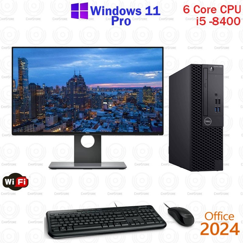 Dell optiplex PC Core i5 8th Gen 16GB RAM 24" FHD 500G SSD Window 11 Office 2024