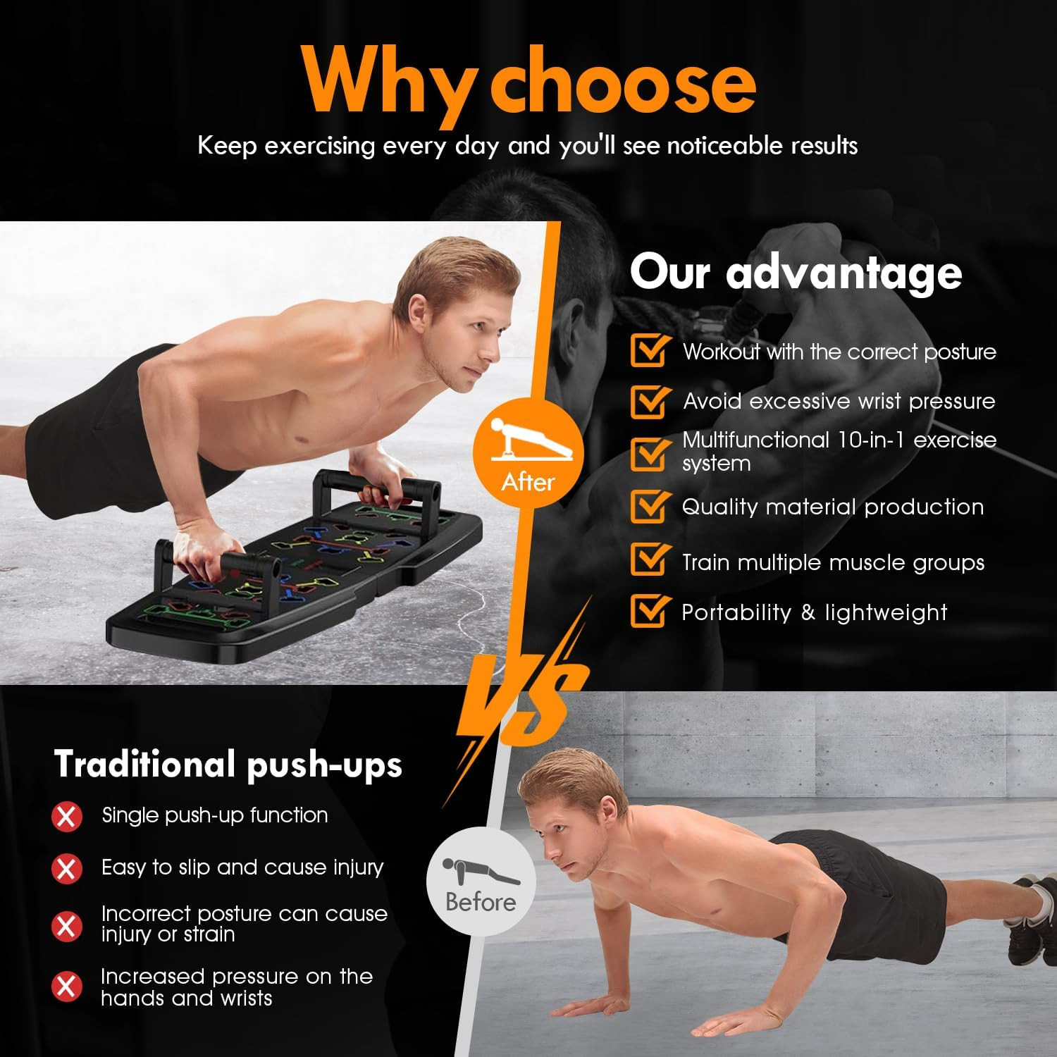 Push up Board,Home Gym,Portable Exercise Equipment,Pilates Bar and 20 Fitness...