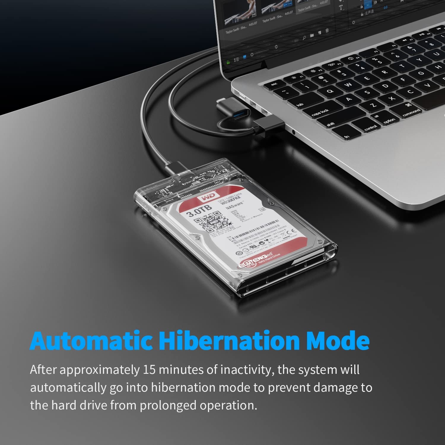 ELUTENG 2.5 SSD Enclosure 5Gbps Hard Drive SATA USB Type C Clear