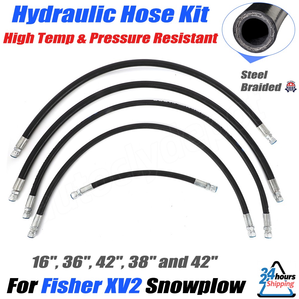 Upgraded 5X Hydraulic Hose Kit For Fisher XV2 XtremeV Heavy Duty Snow Plow Hose