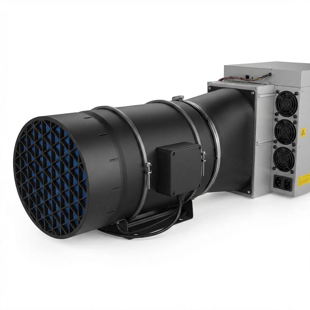 Filter for External Mining Air Cooling with Inline Fan, 6-Inch Dust Filter