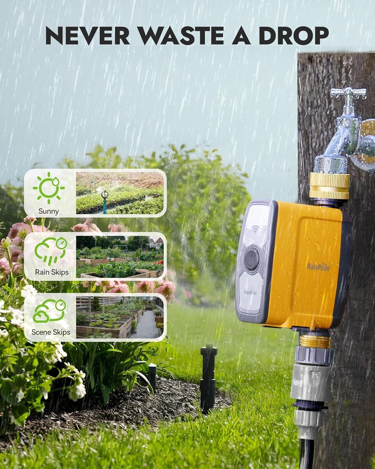 RAINPOINT WiFi Water Timer, Smart Sprinkler System Valve With APP Voice Control