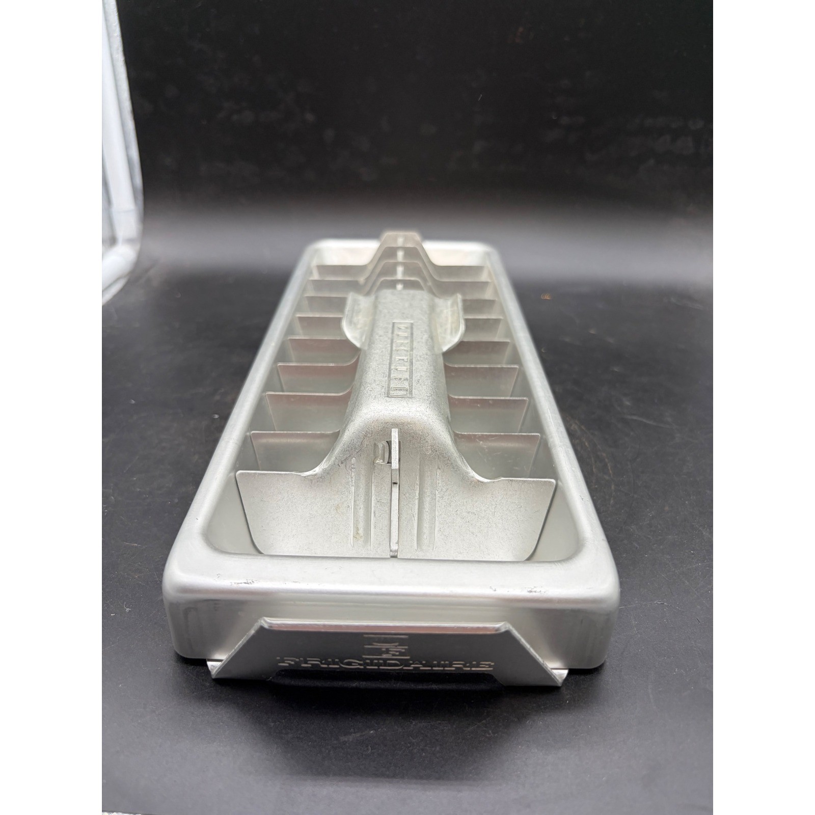 Vintage Frigidaire Quickube Aluminum Ice Cube Tray Silver Metal Lever Release